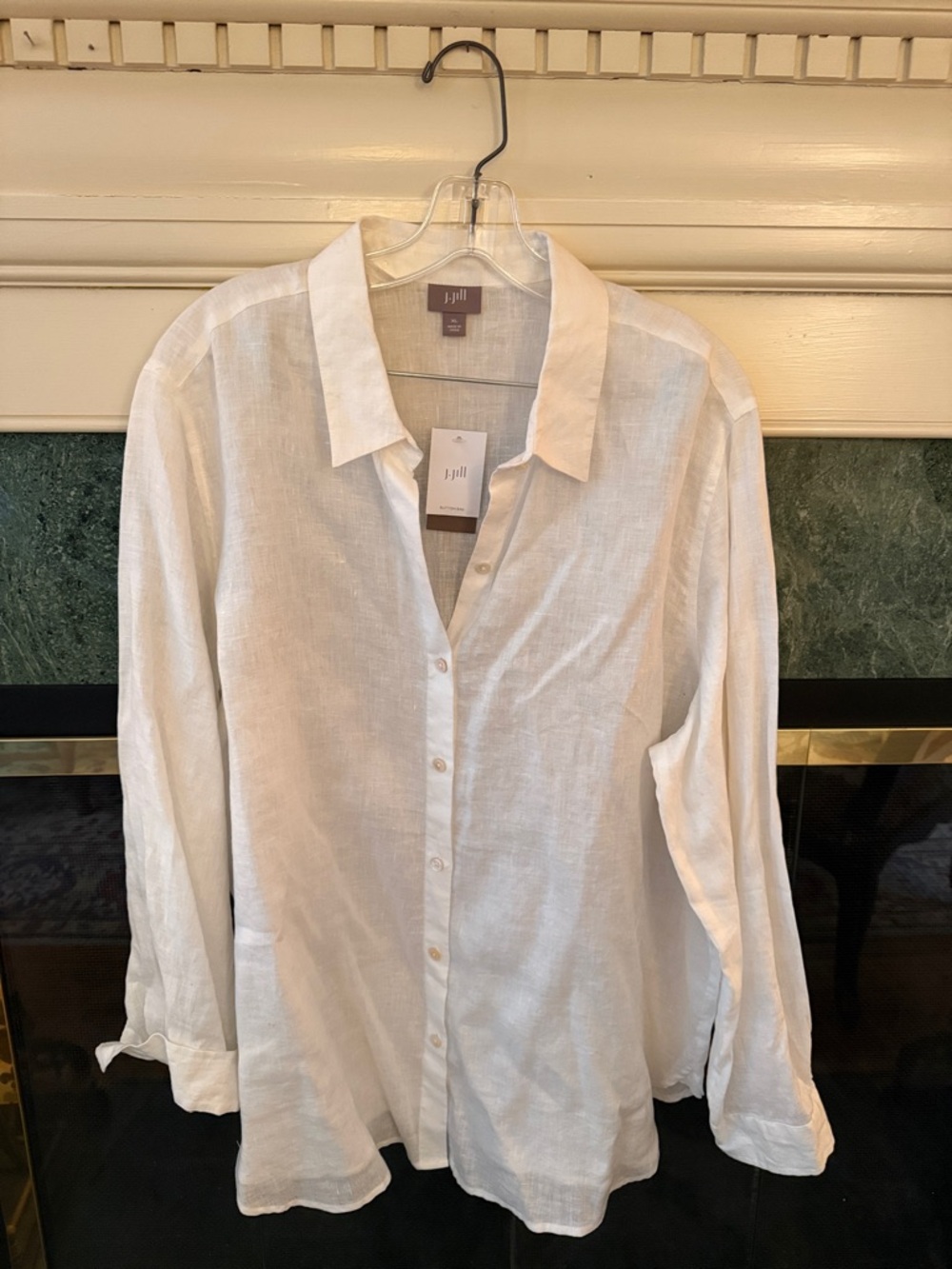 J. Jill White Linen Button-Down Shirt